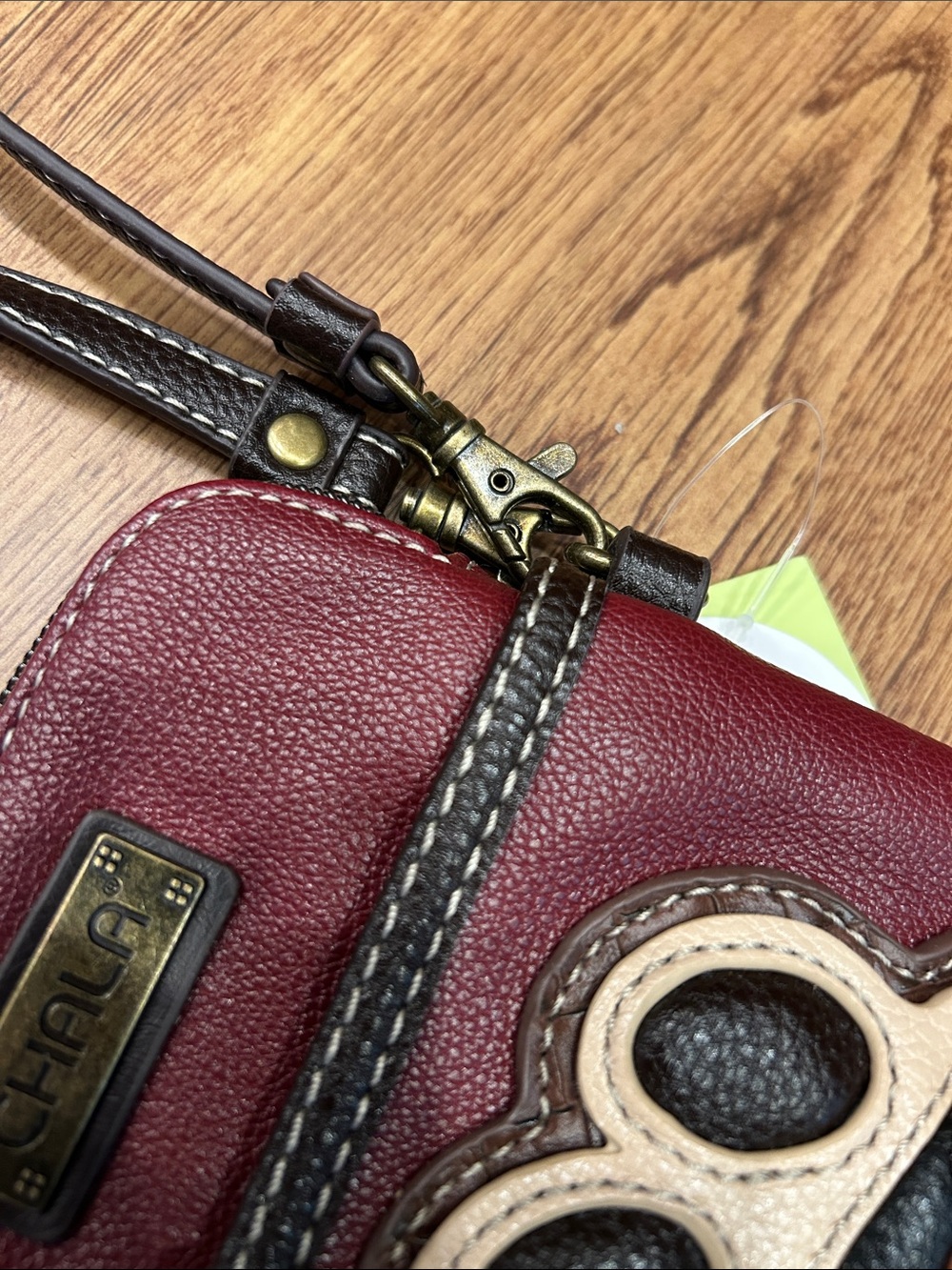 Chala Cellphone Xbody Ivory Pawprint on Maroon Convertible Crossbody Bag Purse - Picture 15 of 15